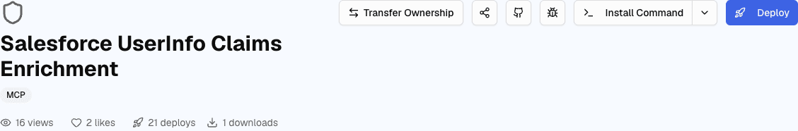 Policy detail action bar with the Transfer Ownership button next to the GitHub and Deploy actions